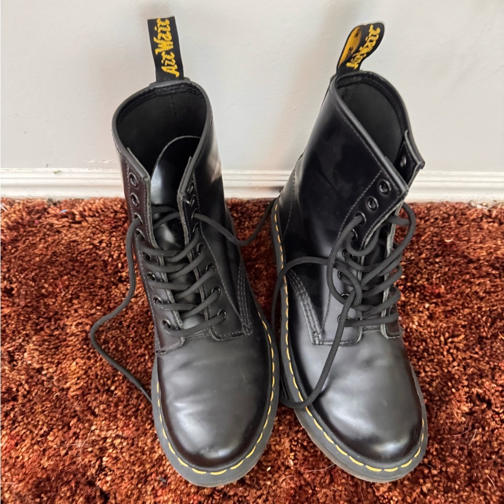 Dr. Martens Black Boots with Yellow Accents